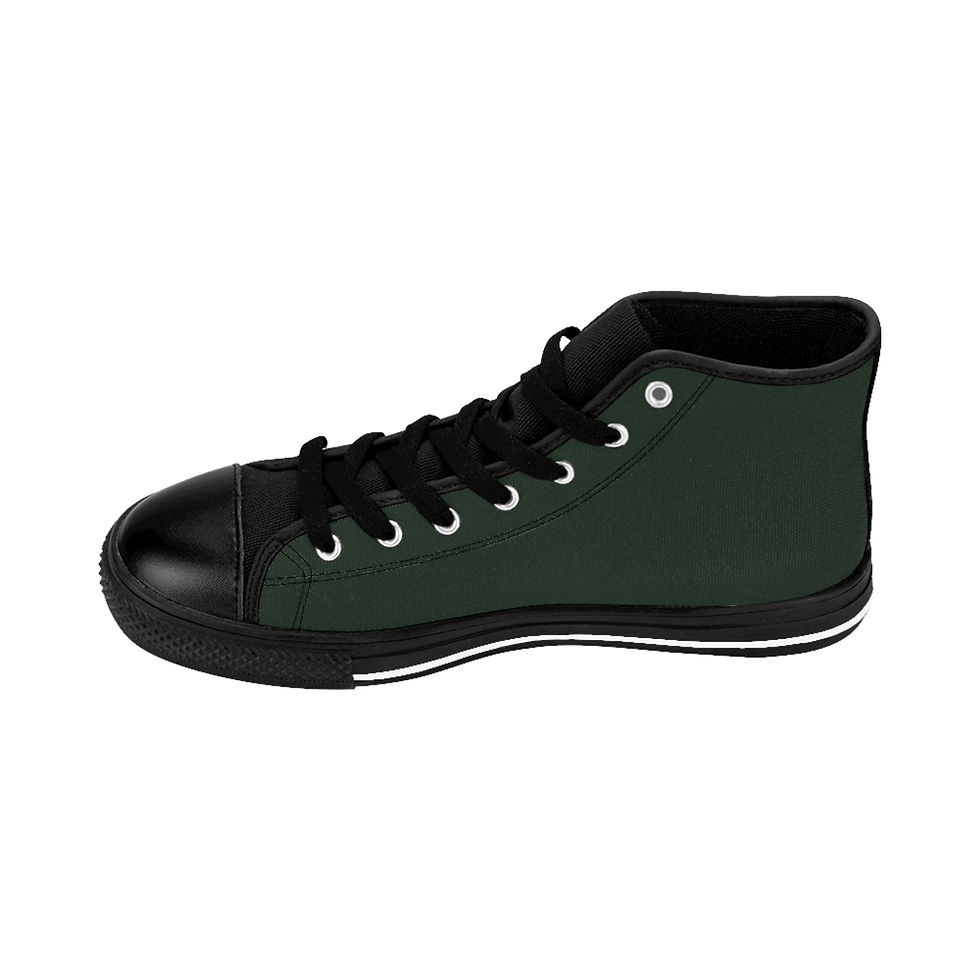 Thumbnail: Feathered Serpent Illustration Men's Classic Sneakers | Dark Green High Top 2026