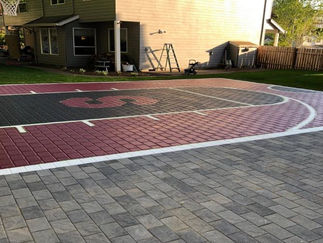 Color stamped paver basketball court San Diego