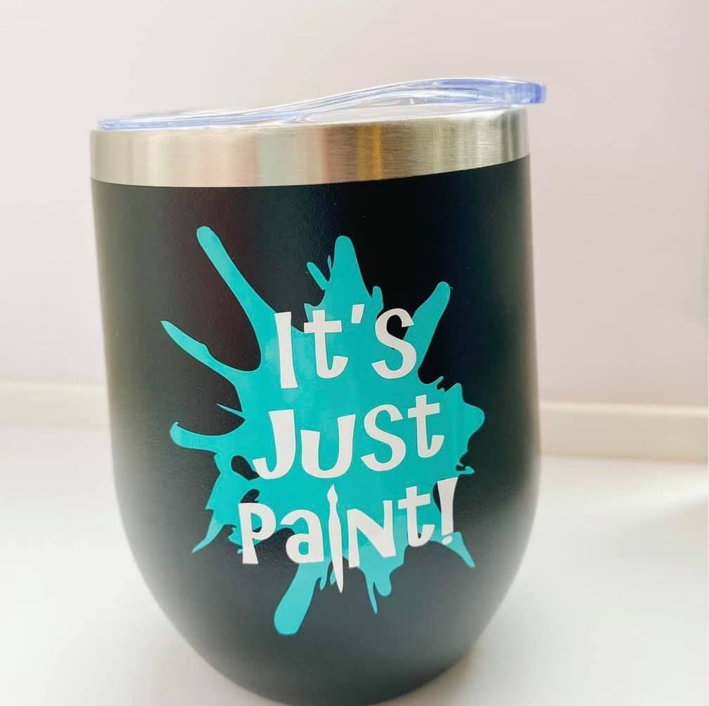 Wine Tumbler Logo Black with Purple