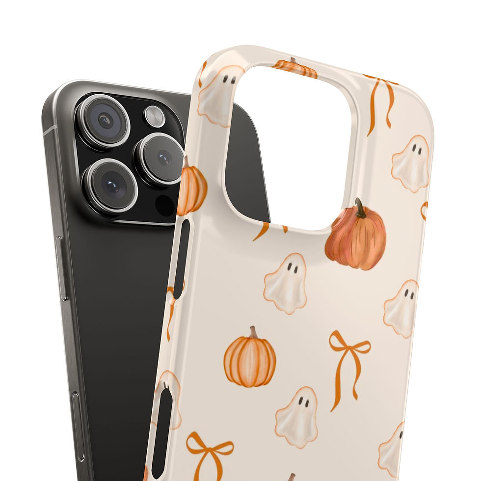 Thumbnail: Halloween Ghosts & Pumpkins Slim Phone Case | Spooky Cute Phone Cover