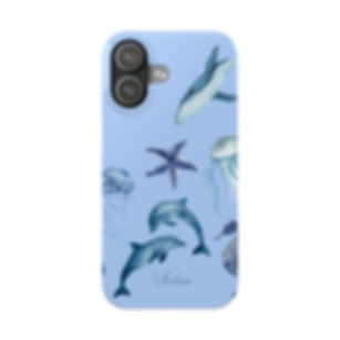 Ocean Life Slim Phone Cases | Marine Animal Covers | Dolphin and Whale Design