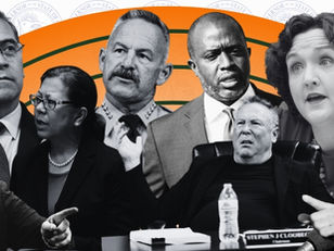 A collage of Gubernatorial candidates from left to right: Steve Hilton, Xavier Becerra, Betty Yee, Chad Bianco, Tony Thurmond, Stephen Cloobeck, Katie Porter, Antonio Villaraigosa