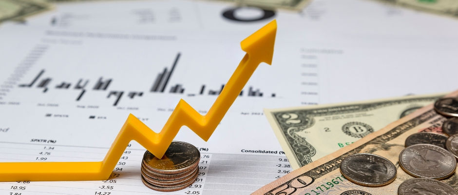 A Canva stock image displaying a yellow increasing line to demonstrate increasing revenue
