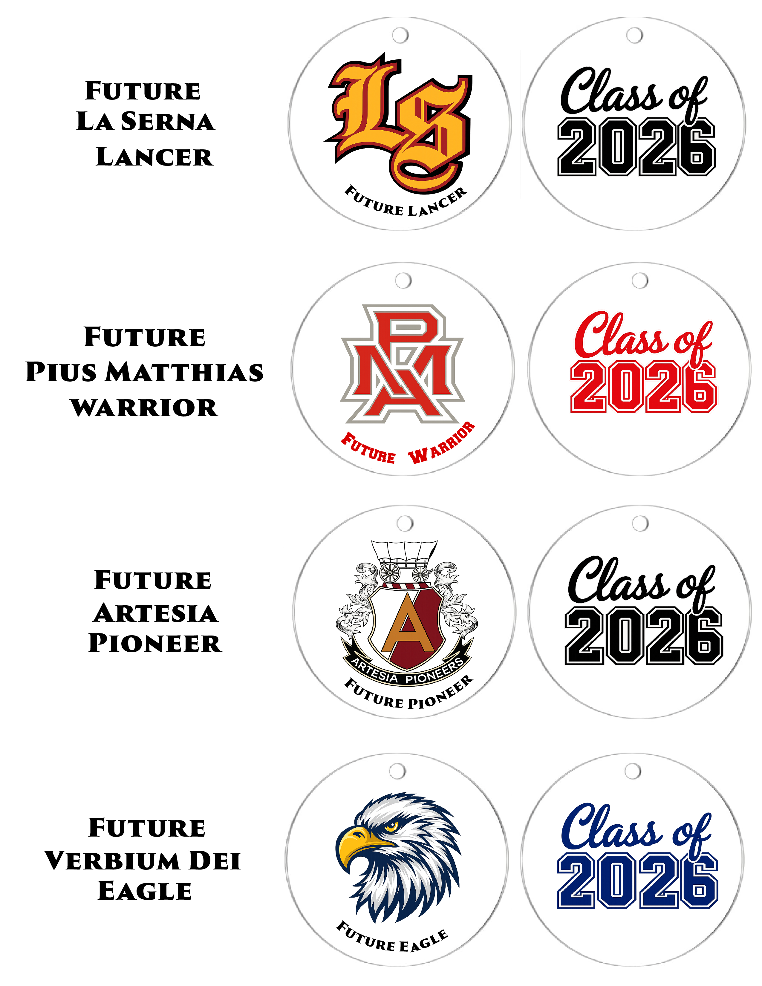 Option E-Collegiate Class of 2026 Acrylic Disc Add-On- Grad Sash Acc.
