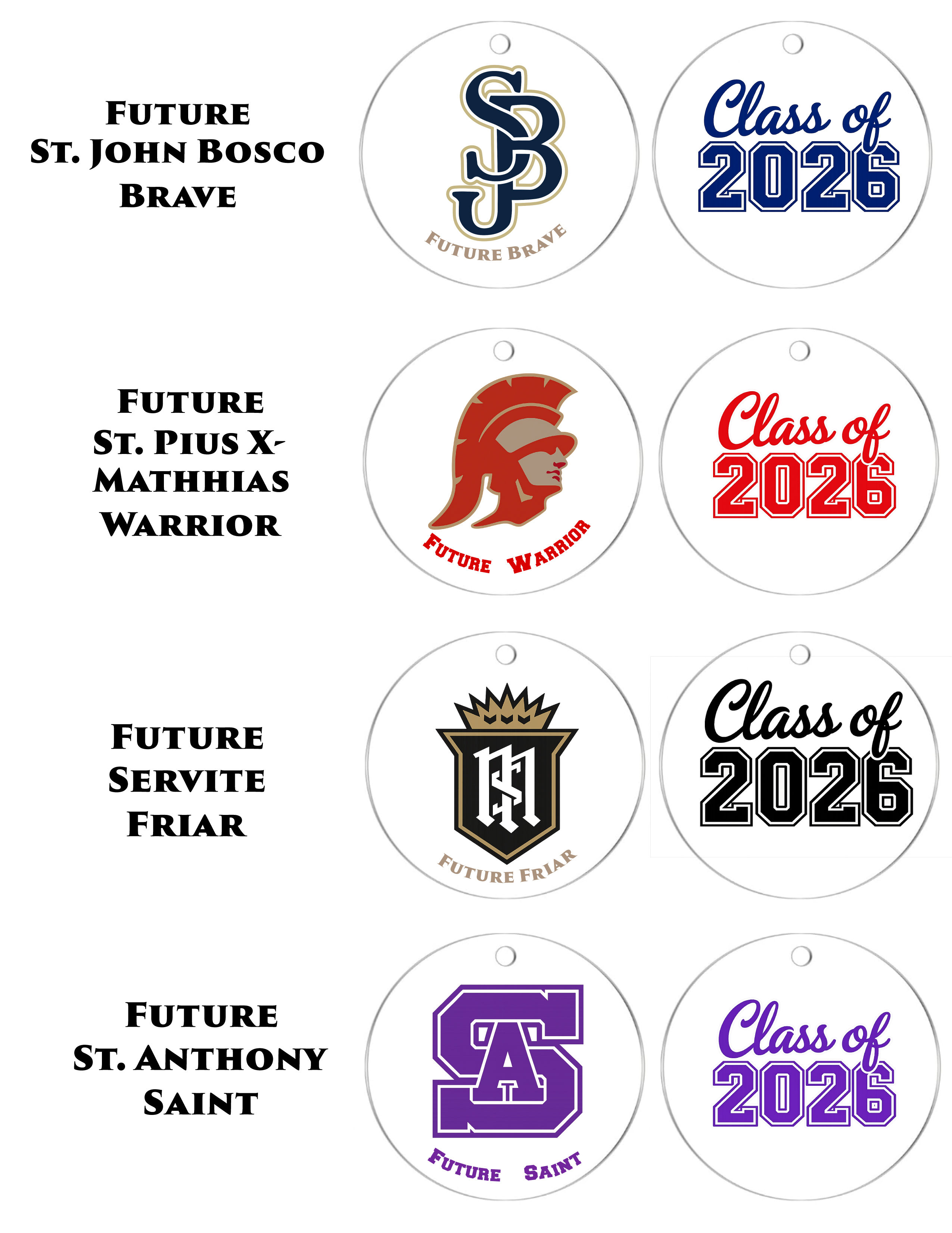 Option B- Collegiate Class of 2026 Acrylic Disc Add-On – Graduation Sash Acc.