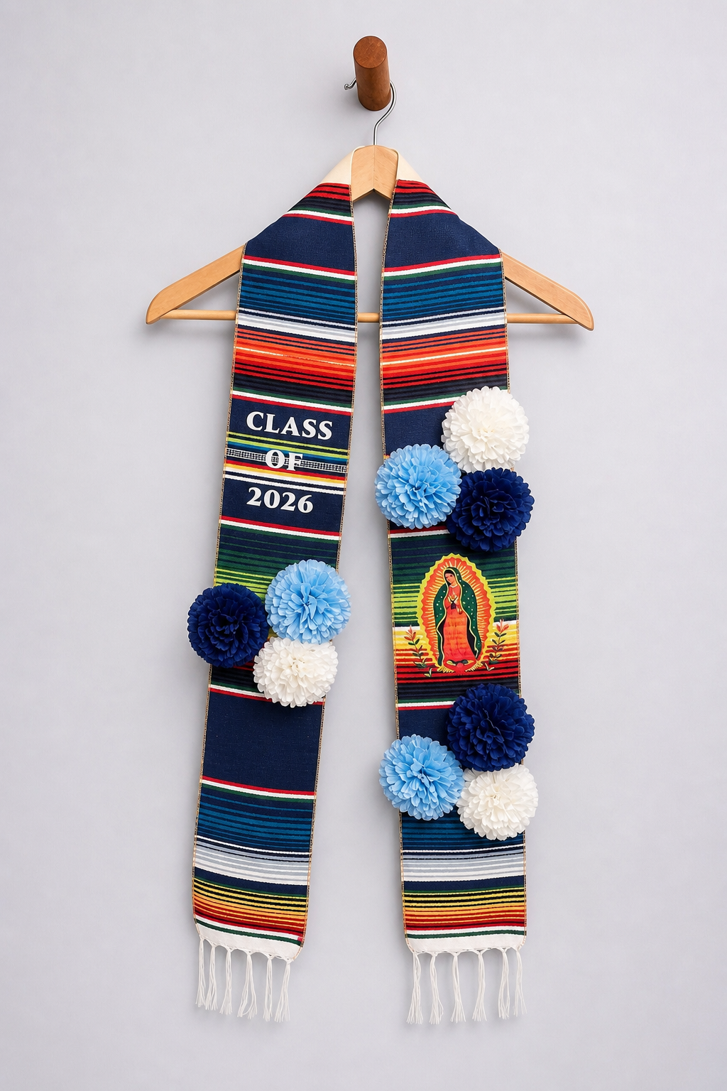 Our Lady of Guadalupe Floral Grad Sash – Handmade Serape Class of 2026 Stole