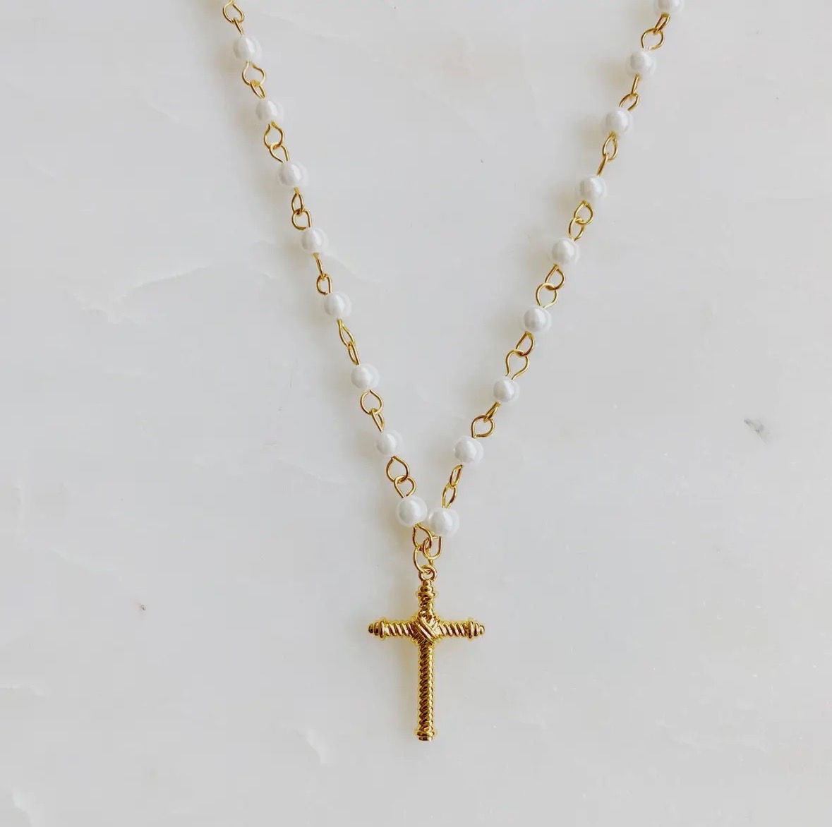 Cabled Cross Pendant Necklace