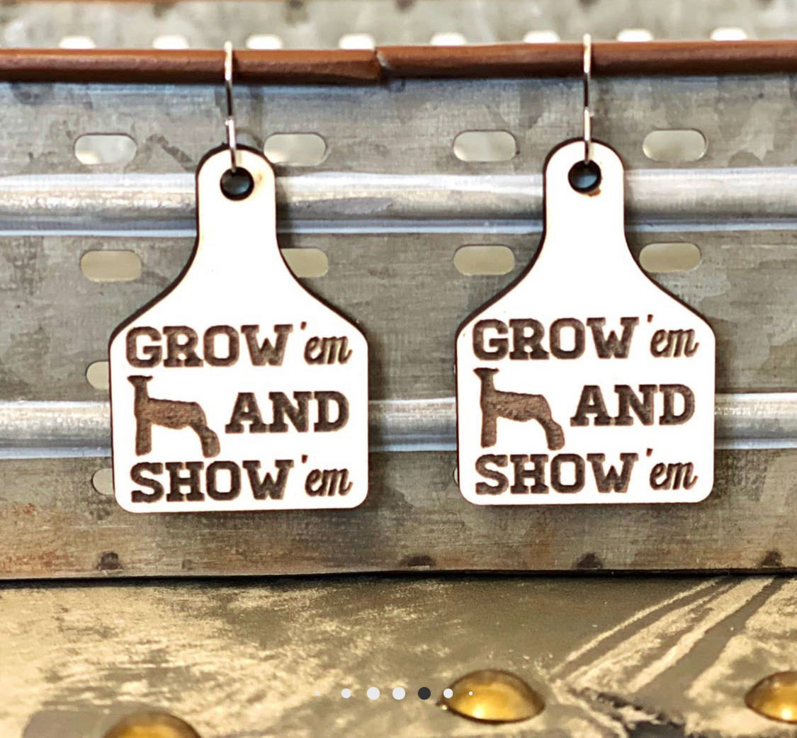 Livestock Ear Tag Earrings - Market Lamb