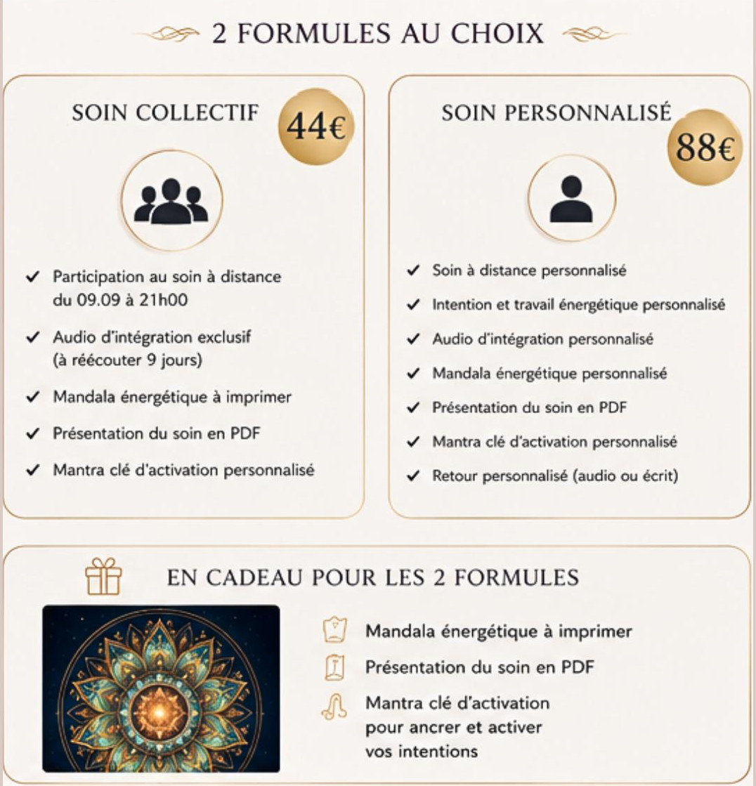 2 formules au choix : soin collectif 44 CHF, soin personnalisé 88CHF