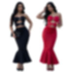 Thumbnail: Fashion Women's Sexy Strapless Top with Lace Trim Bodycon Skirt Set