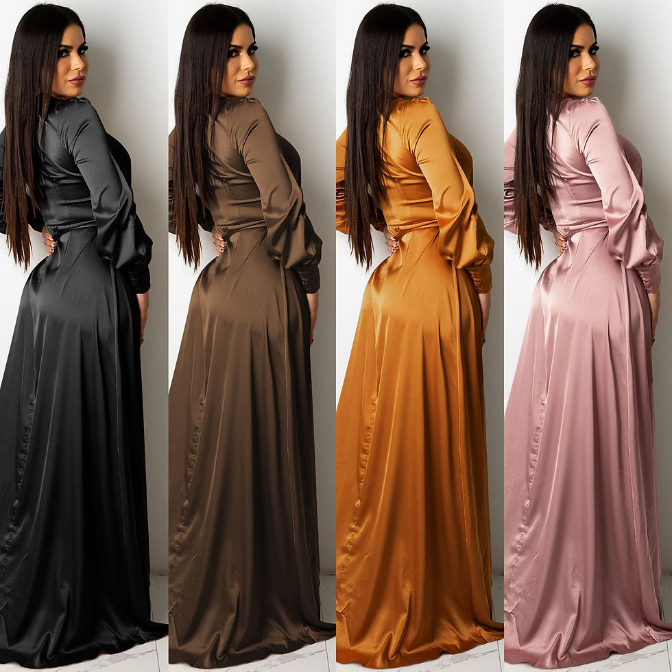 Thumbnail: Fashion Sexy Solid Color Women's Deep V-Bandage Long Sleeve Split Maxi Dress