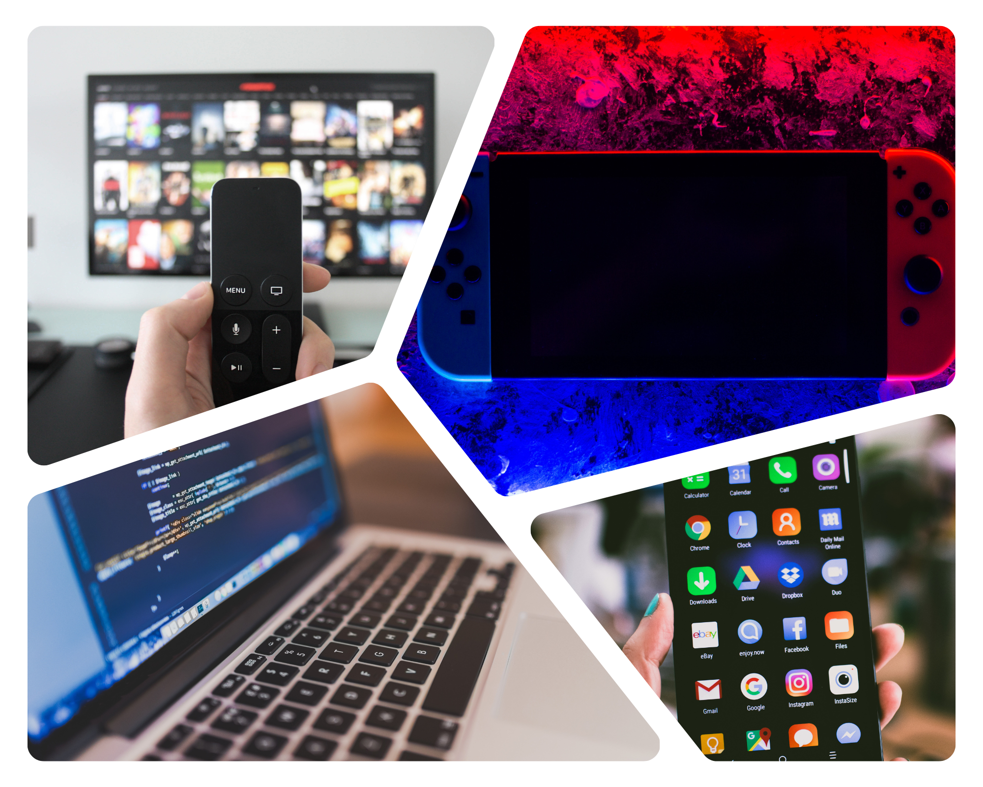 Les écrans, tels que les smartphones, les ordinateurs, les consoles de jeux, les tablettes et les télévisions