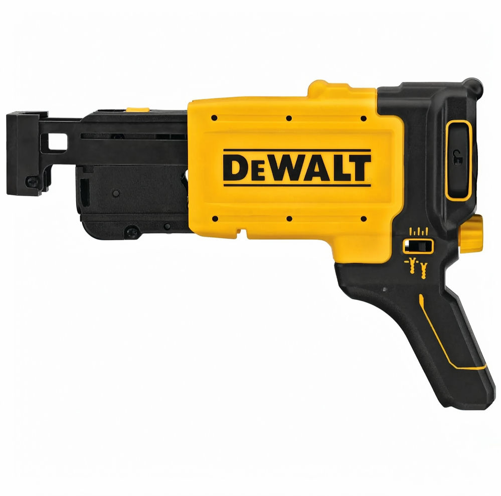 Chargeur vis en bande DeWalt DCF6202 pour visseuse XR 18V sur fond blanc