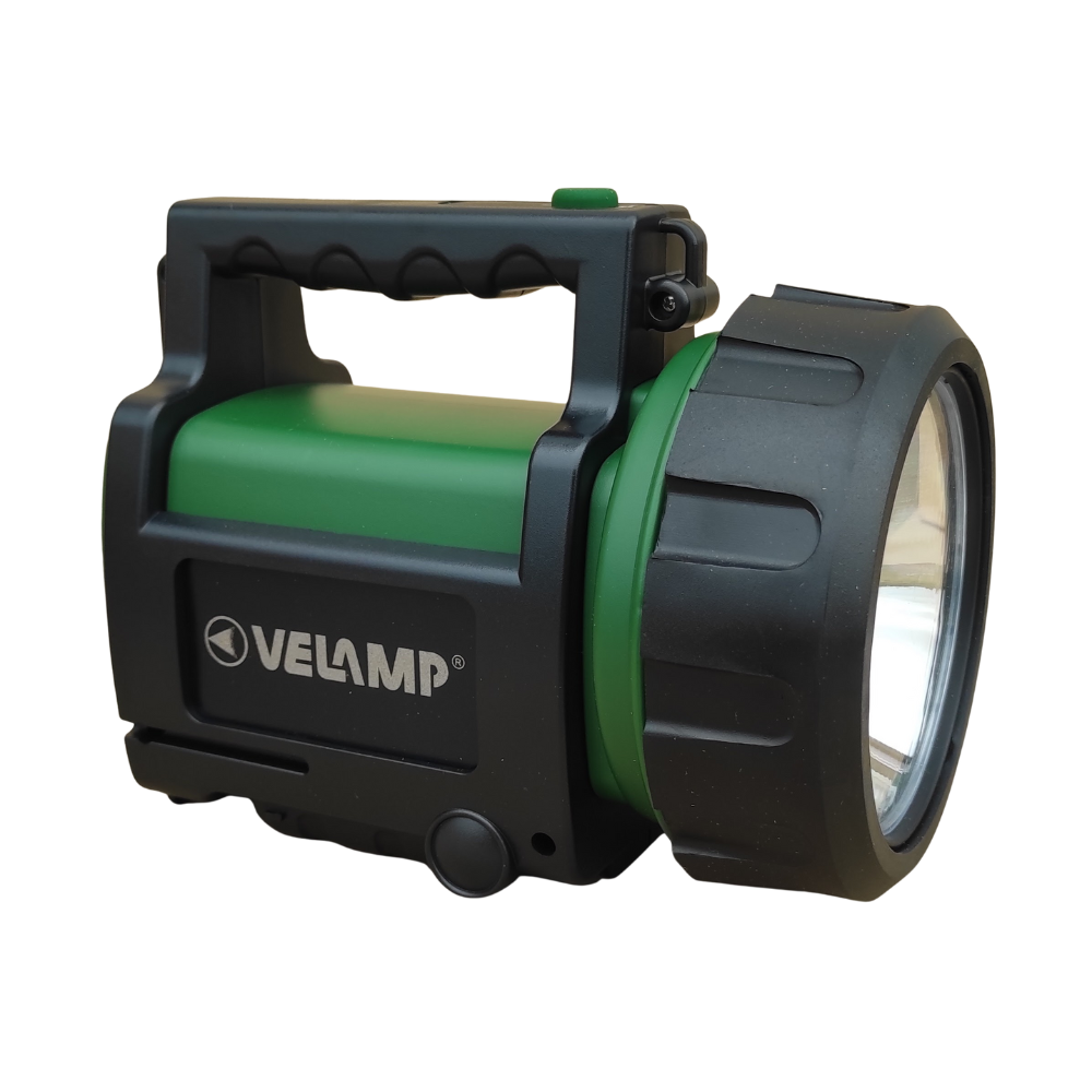 Velamp Doomster - Lampe projecteur rechargeable LED 5W, vue complète sur fond blanc