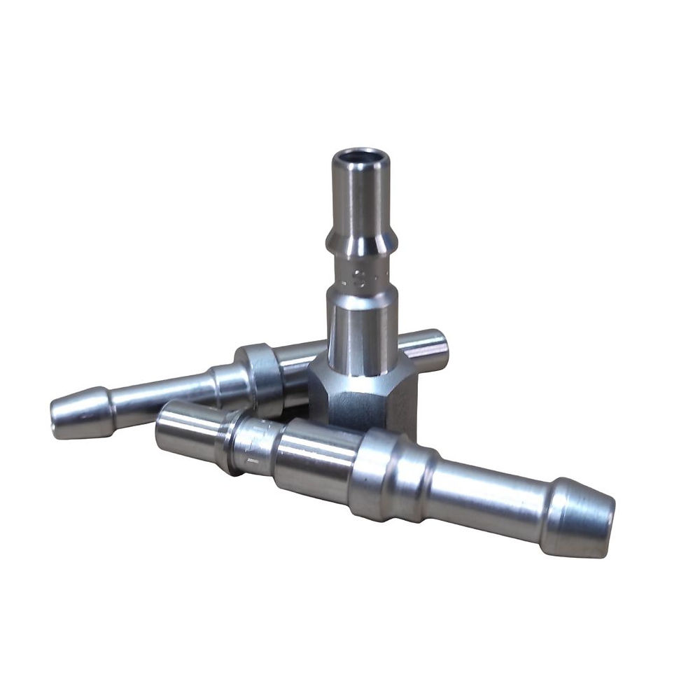 abouts cannelés en inox Staubli série RBE pour air comprimé sur fond blanc