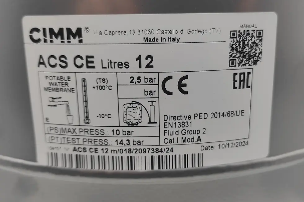 Miniature : etiquette sur le Vase d'expansion 12L CIMM 511242 pour chauffe-eau