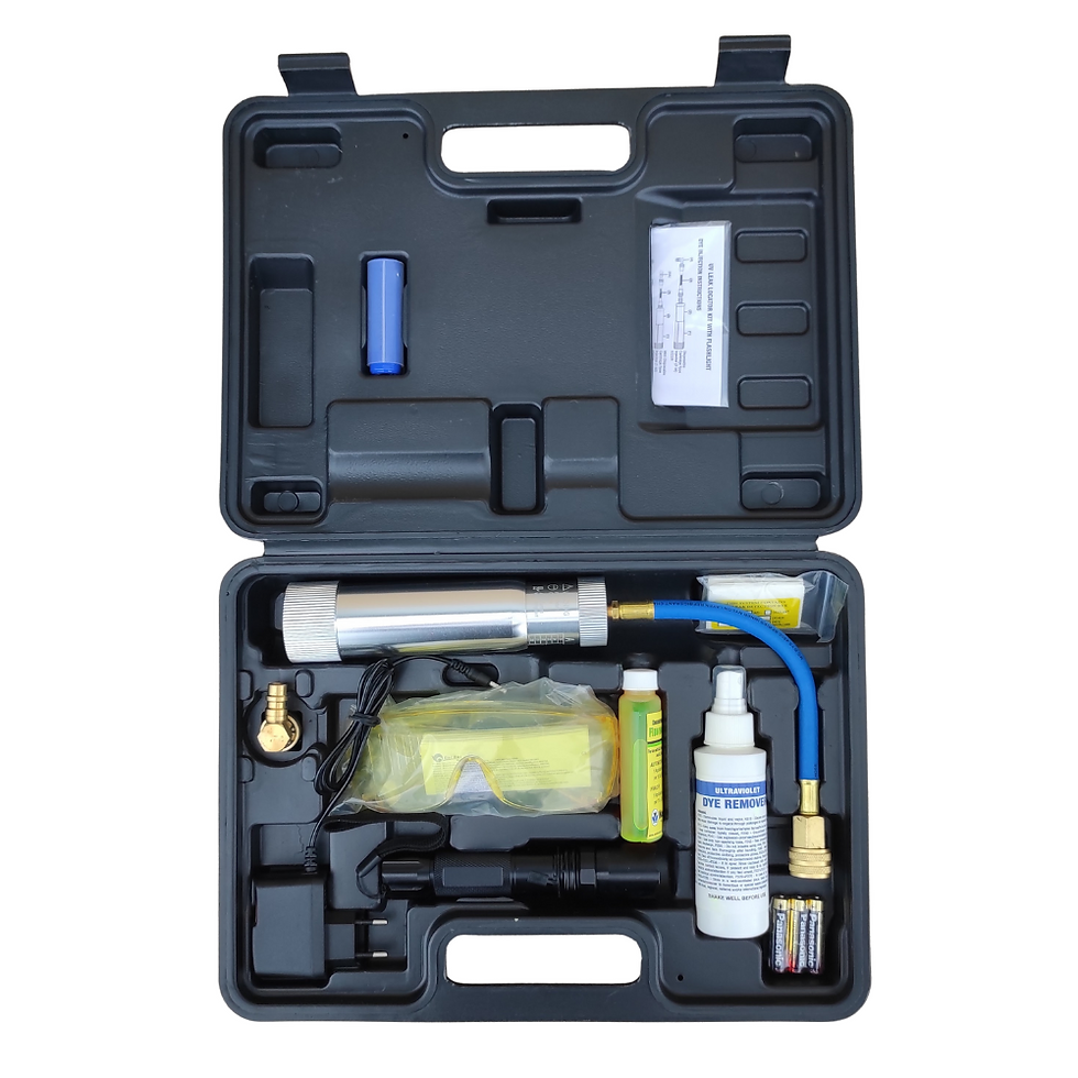 Kit de détection de fuites Mastercool 53451-220 avec lampe UV, vue complète sur fond blanc