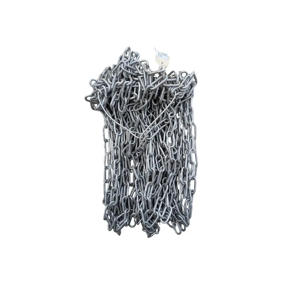 Vue complète sur fond blanc de 25m de chaîne ordinaire droite galvanisée Vigouroux Ø 7mm