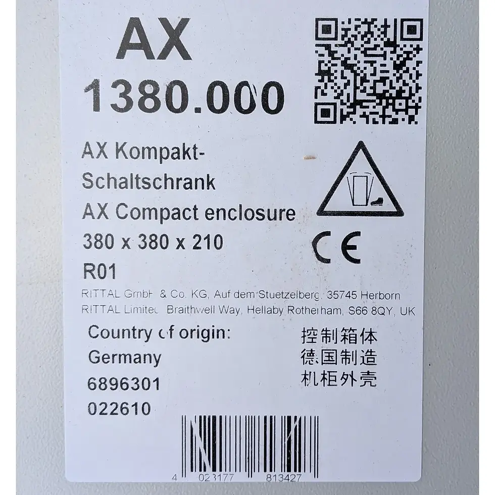 etiquette du Coffret électrique Rittal AX 1380.000 IP66 380x380x210 mm