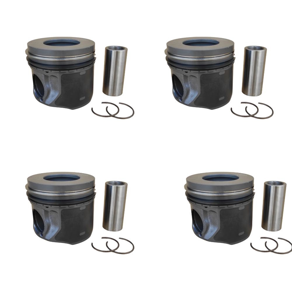 Lot de 4 pistons MEC 853645 pour Ford Transit et Land Rover Defender, vue complète sur fond blanc