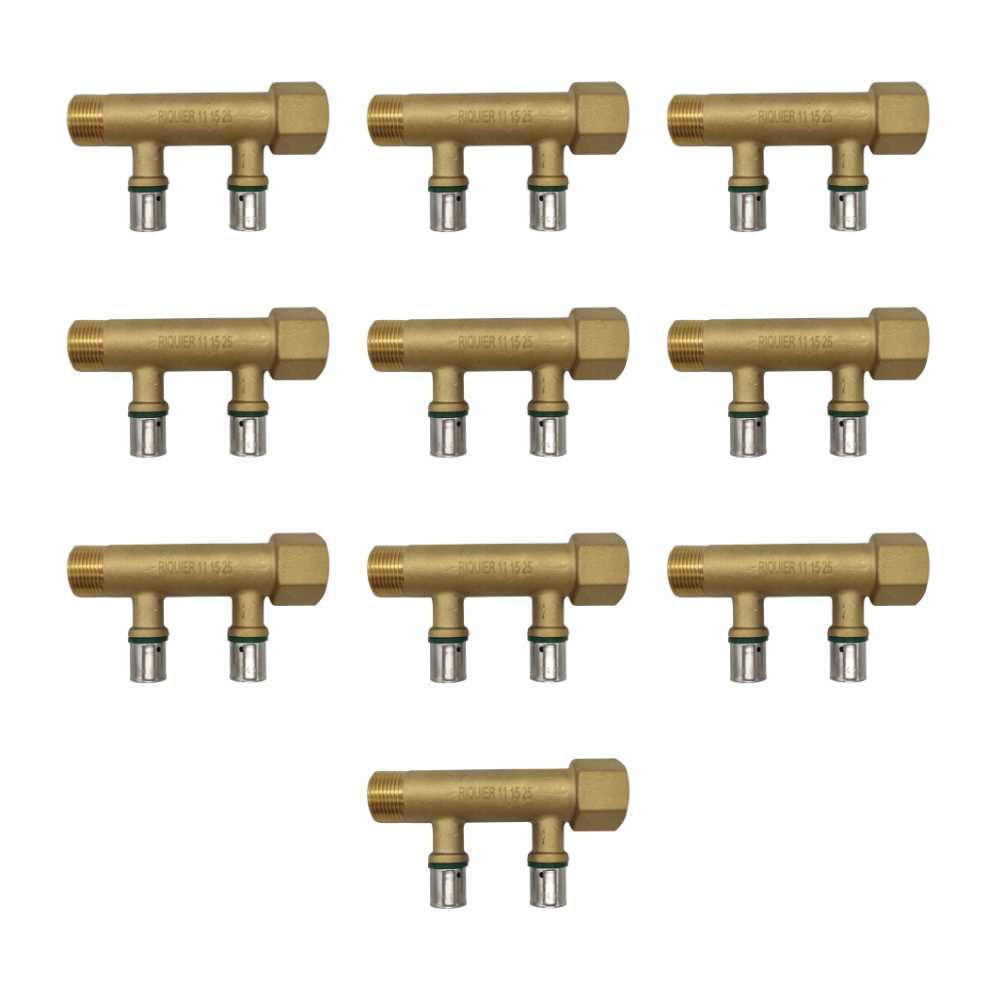 10 collecteurs M/F 2 départs Riquier 16770 pour sertissage PER Ø16