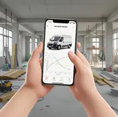 Illustration d'une application gratuite de mécanique utilisée par un artisan sur un chantier