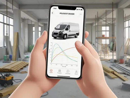 Illustration d'une application gratuite de mécanique utilisée par un artisan sur un chantier