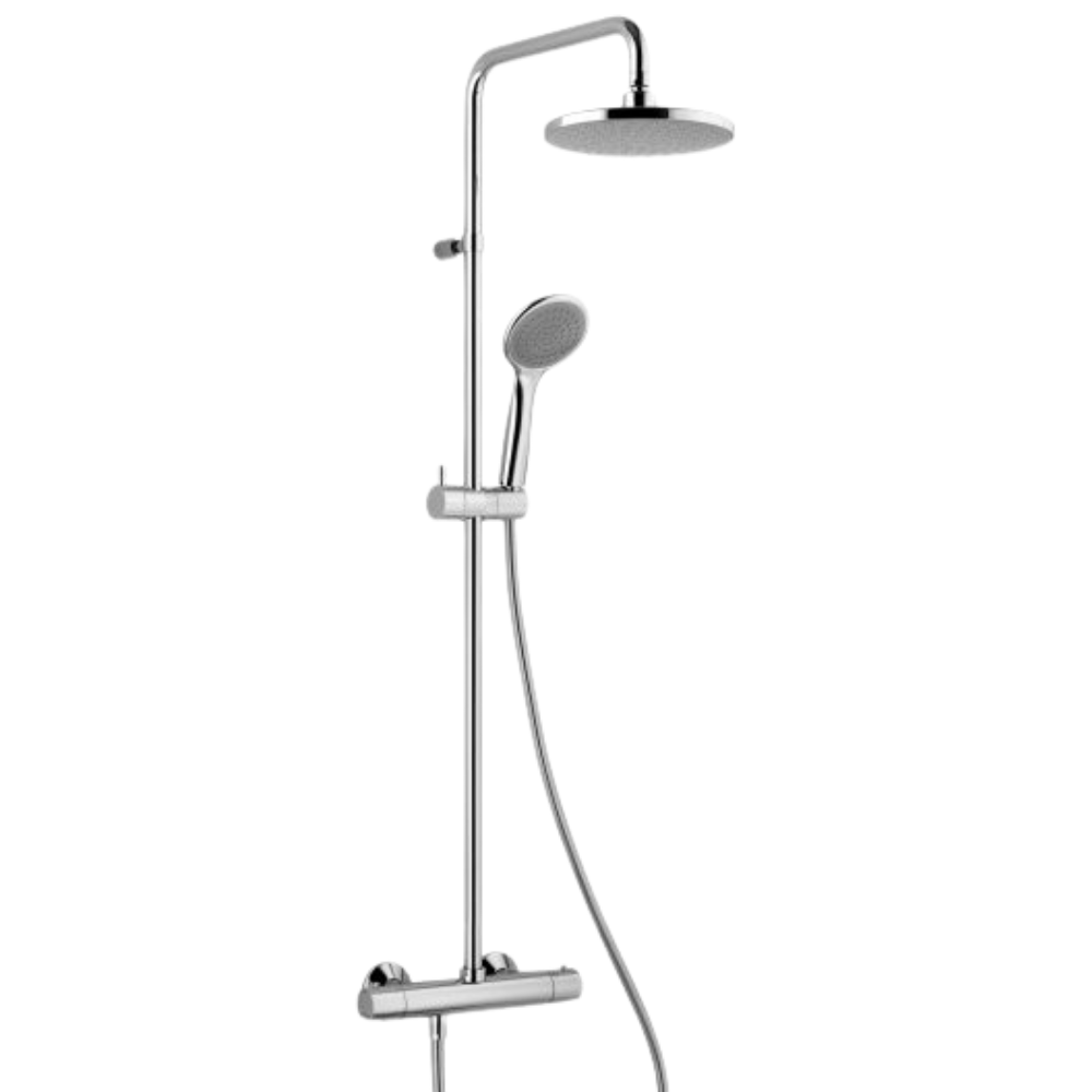 Colonne de douche thermostatique Alpi Joy JO97RP2151CR chromée sur fond blanc