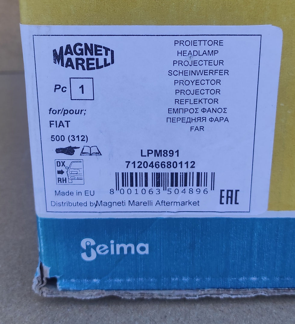 Miniature : Etiquette sur l'emballage d'origine du Phare avant droit Xenon pour Fiat 500