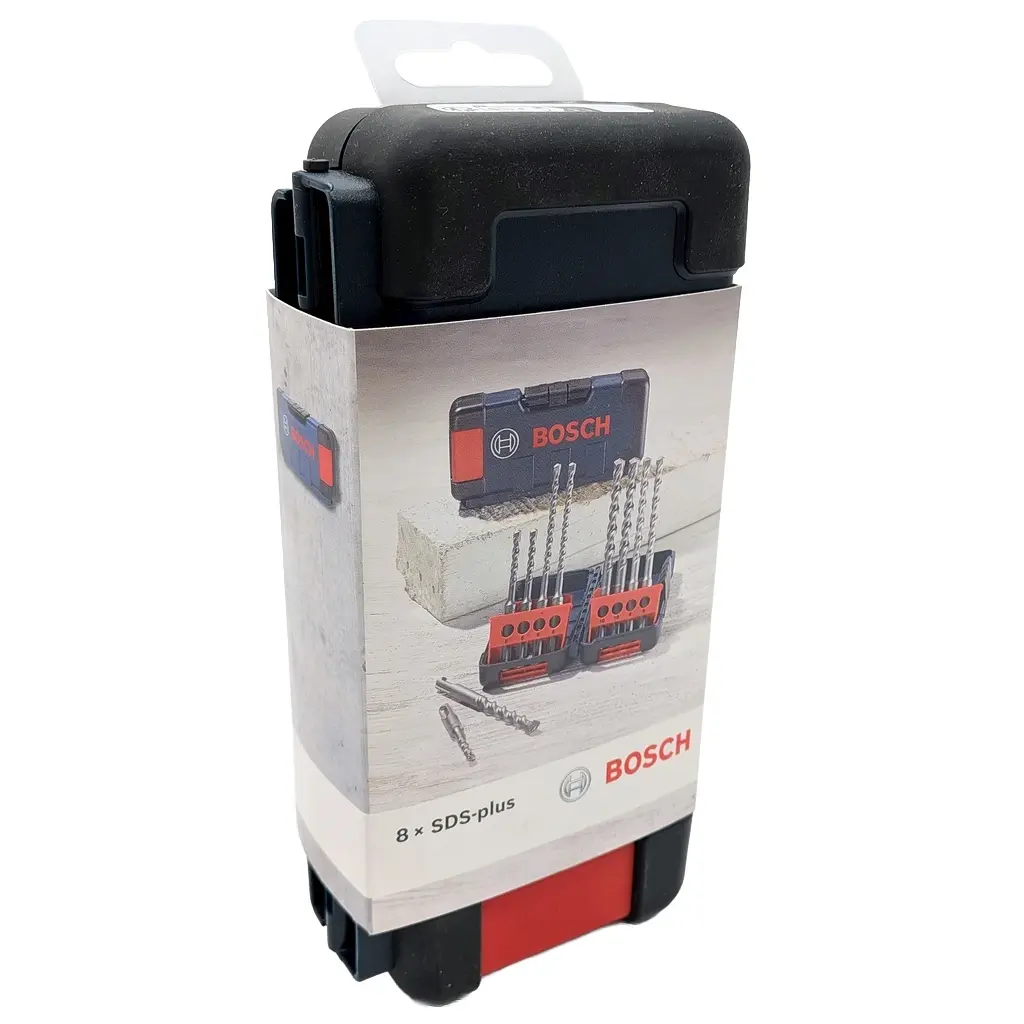 Coffret 8 forets béton SDS plus-3 Bosch 2607019902 Ø 6-8-10 mm Tough Box sur fond blanc