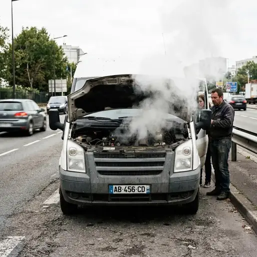 camion utilitaire en panne surchauffe moteur