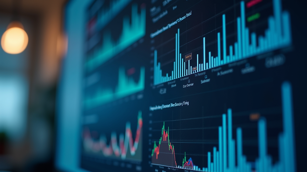 Close-up view of a digital dashboard showing sales analytics and AI insights