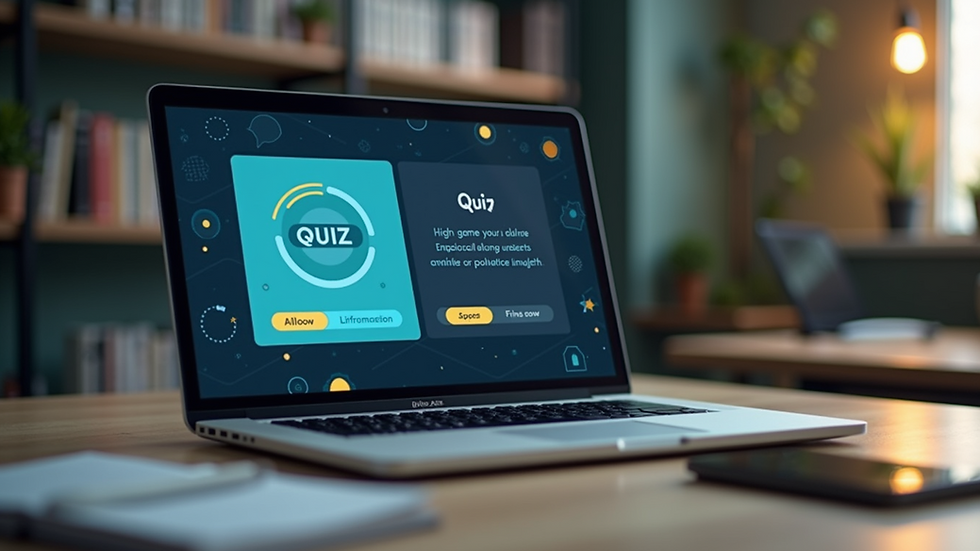 Eye-level view of an educational platform displaying a quiz game interface