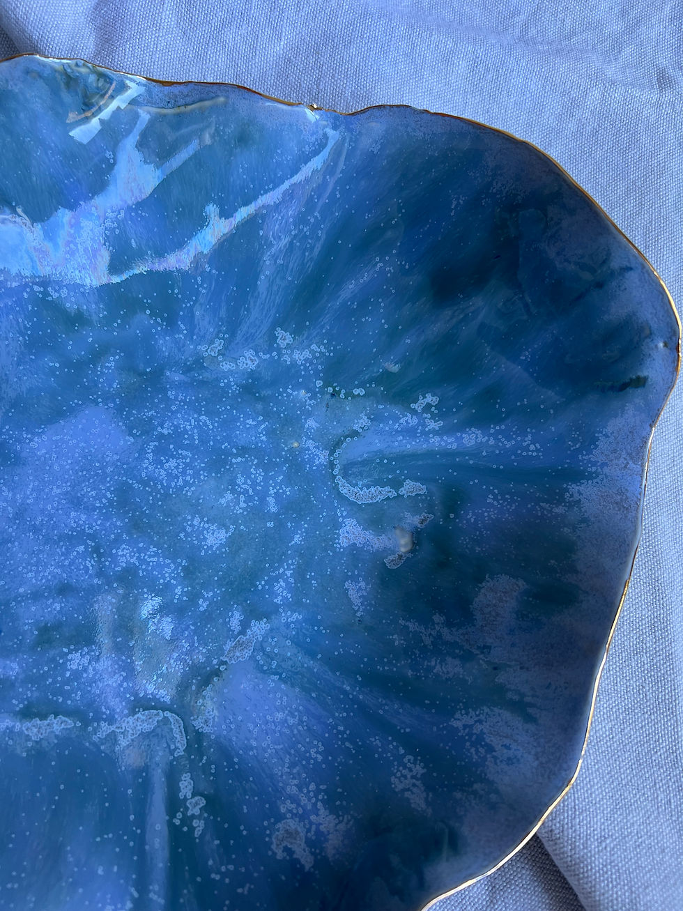 Thumbnail: One-off handmade nest of three porcelain  'sea' bowls