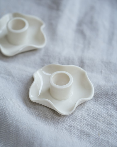 Pair of porcelain wave candleholders | Joanna Ling Ceramics