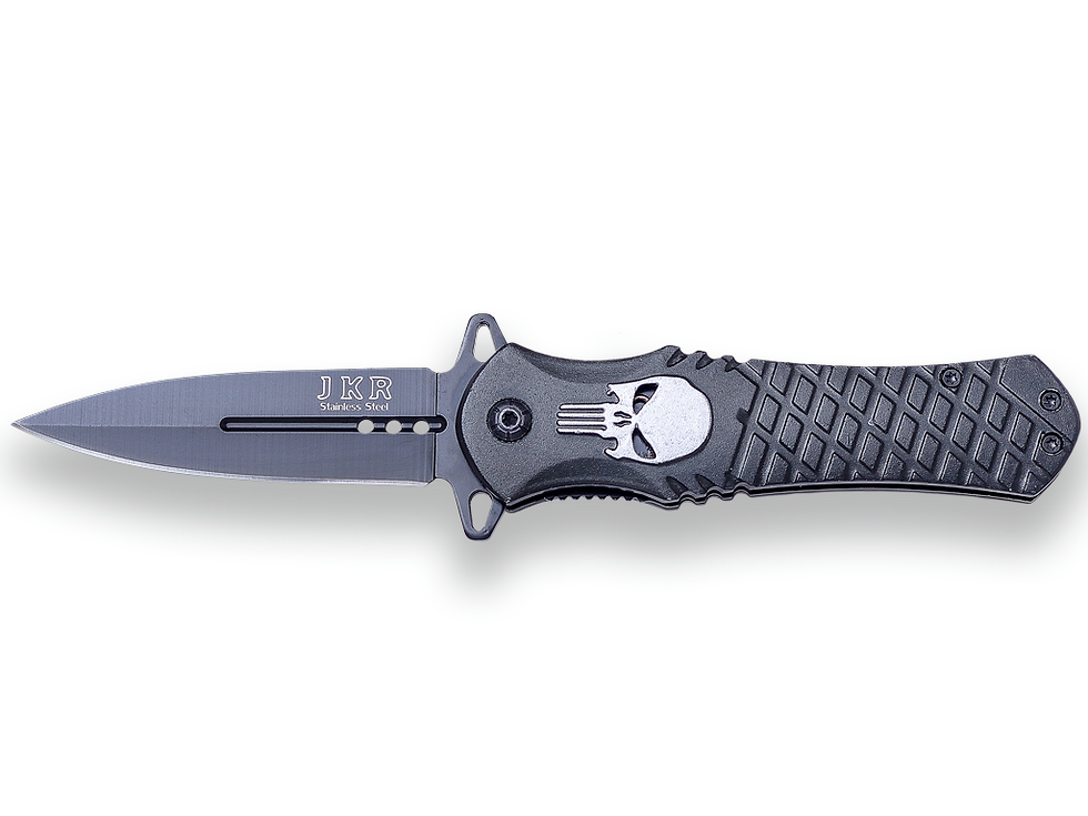 jkr-506 ALUMINUM HANDLE, STAINLESS STEEL 8 CM BLADE LENGTH, SPRING ASSISTED OPEN