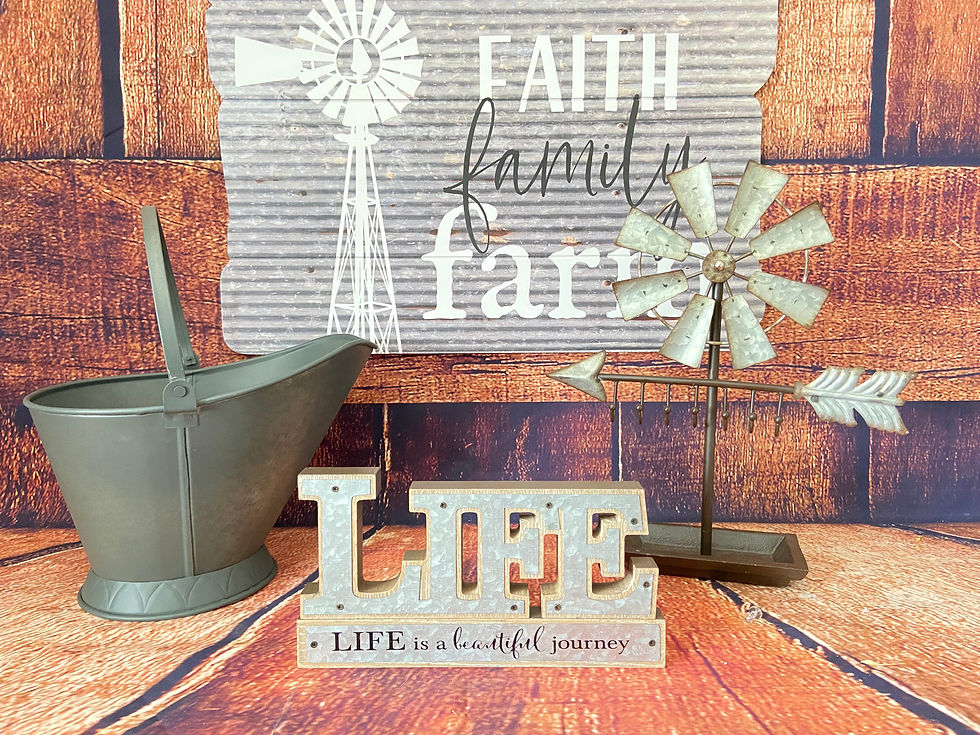 Thumbnail: Barnwood Cutout Sign Tin Overlay | Home or Life Farmhouse Decor