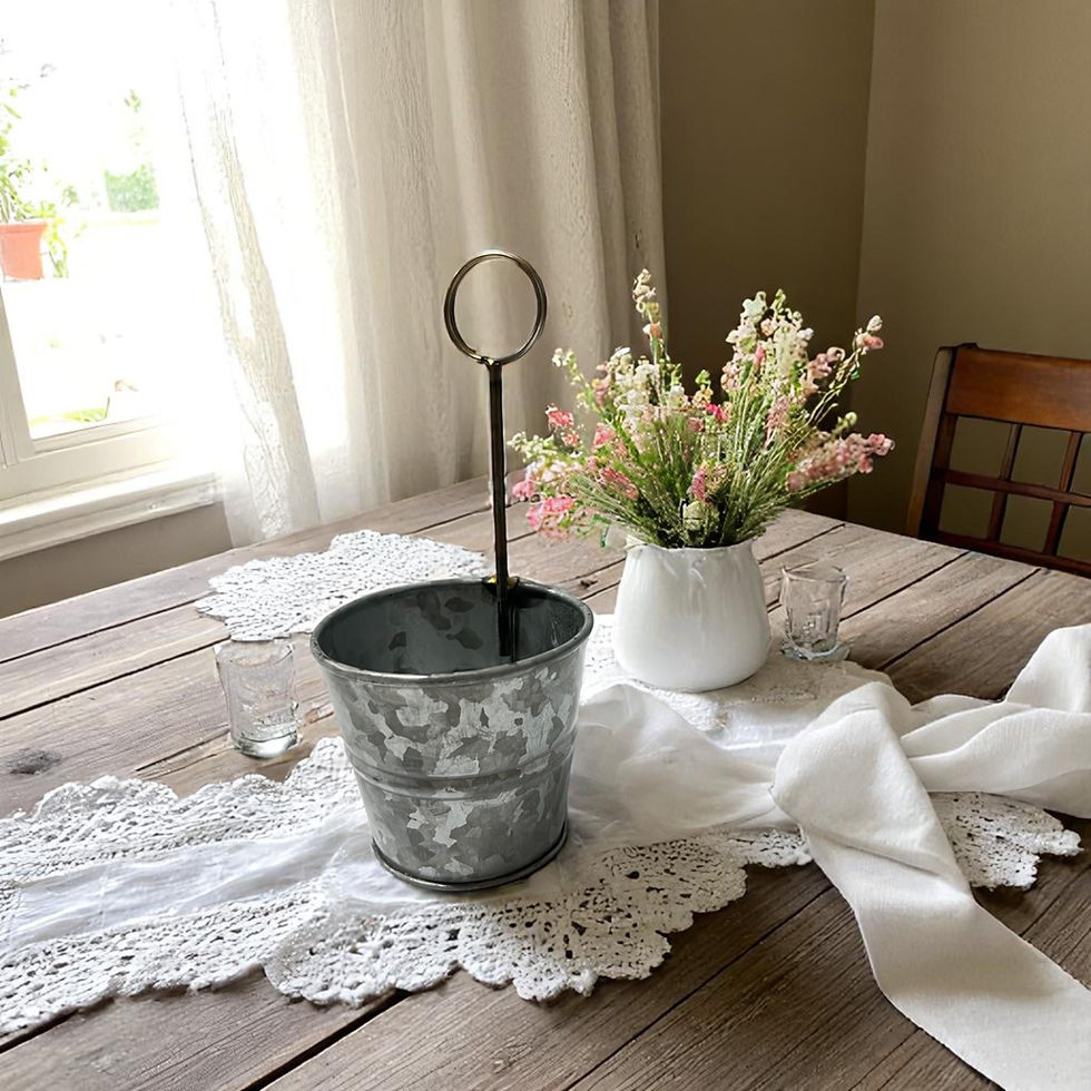 Thumbnail: Rustic DIY Wedding Table Decor - Galvanized Bucket Place Card Holder Set of 4