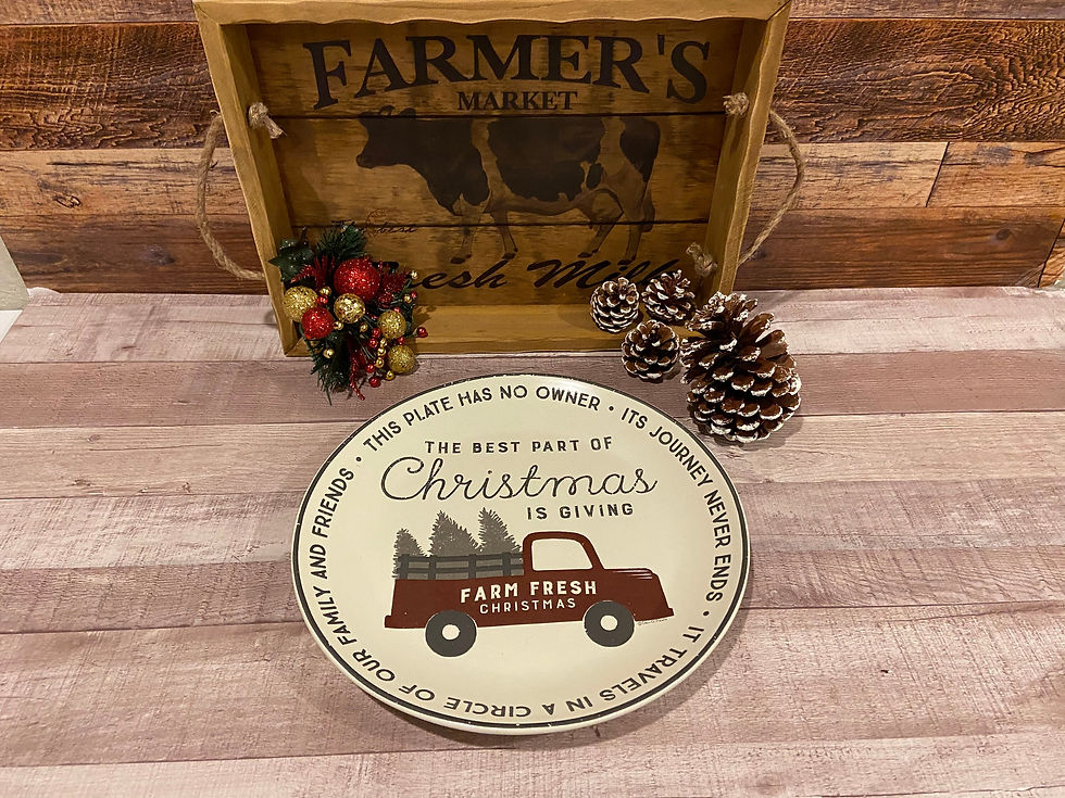 Thumbnail: Christmas Giving Plate, Farm Fresh Truck Design, Stoneware