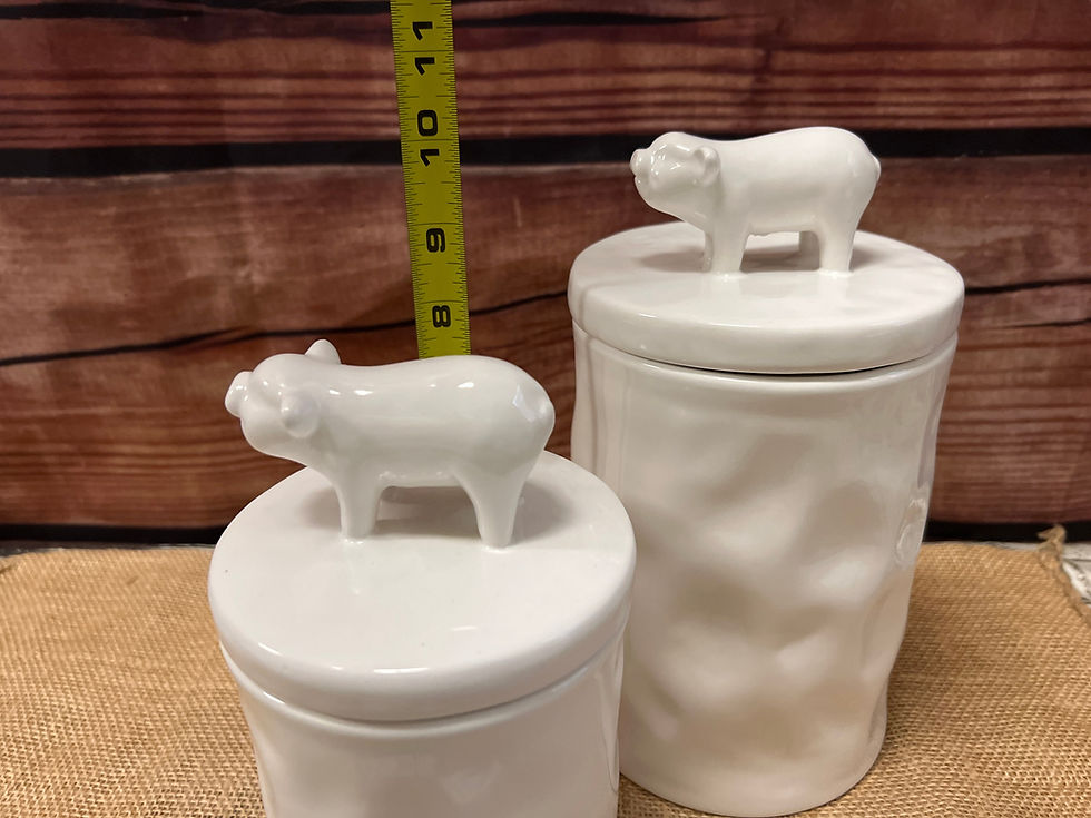 Thumbnail: White Pig Canisters, Farmhouse Kitchen Storage Jars, Ceramic Piglet Containers