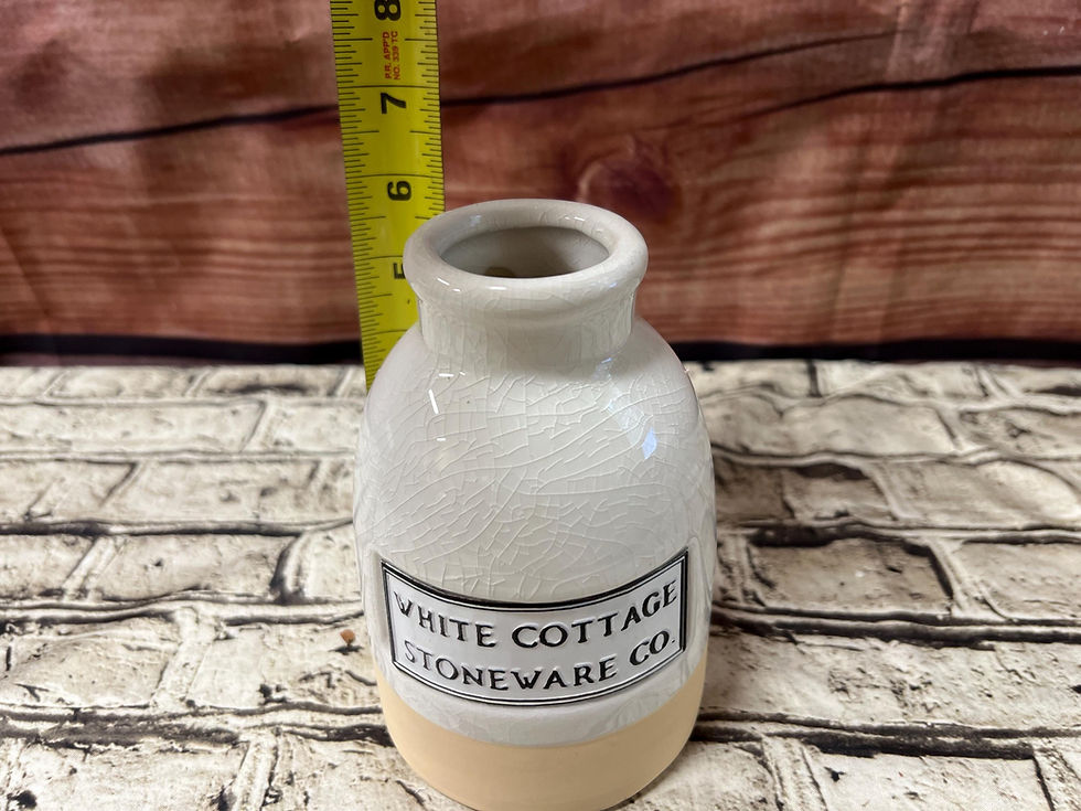 Thumbnail: Small White Cottage Stoneware Vase | Farmhouse Decor | Shabby Chic Flower Holder