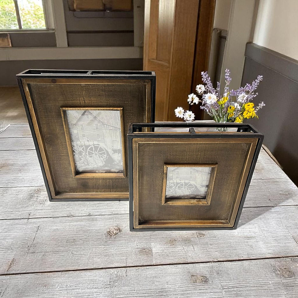 Thumbnail: Industrial Style Picture Frame - Square Dark Metal & Wood Frame - Various Sizes