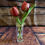 Thumbnail: Elegant Mini Tulip Vase - Red or Cream Silk Flowers in Glass Vase with Bow
