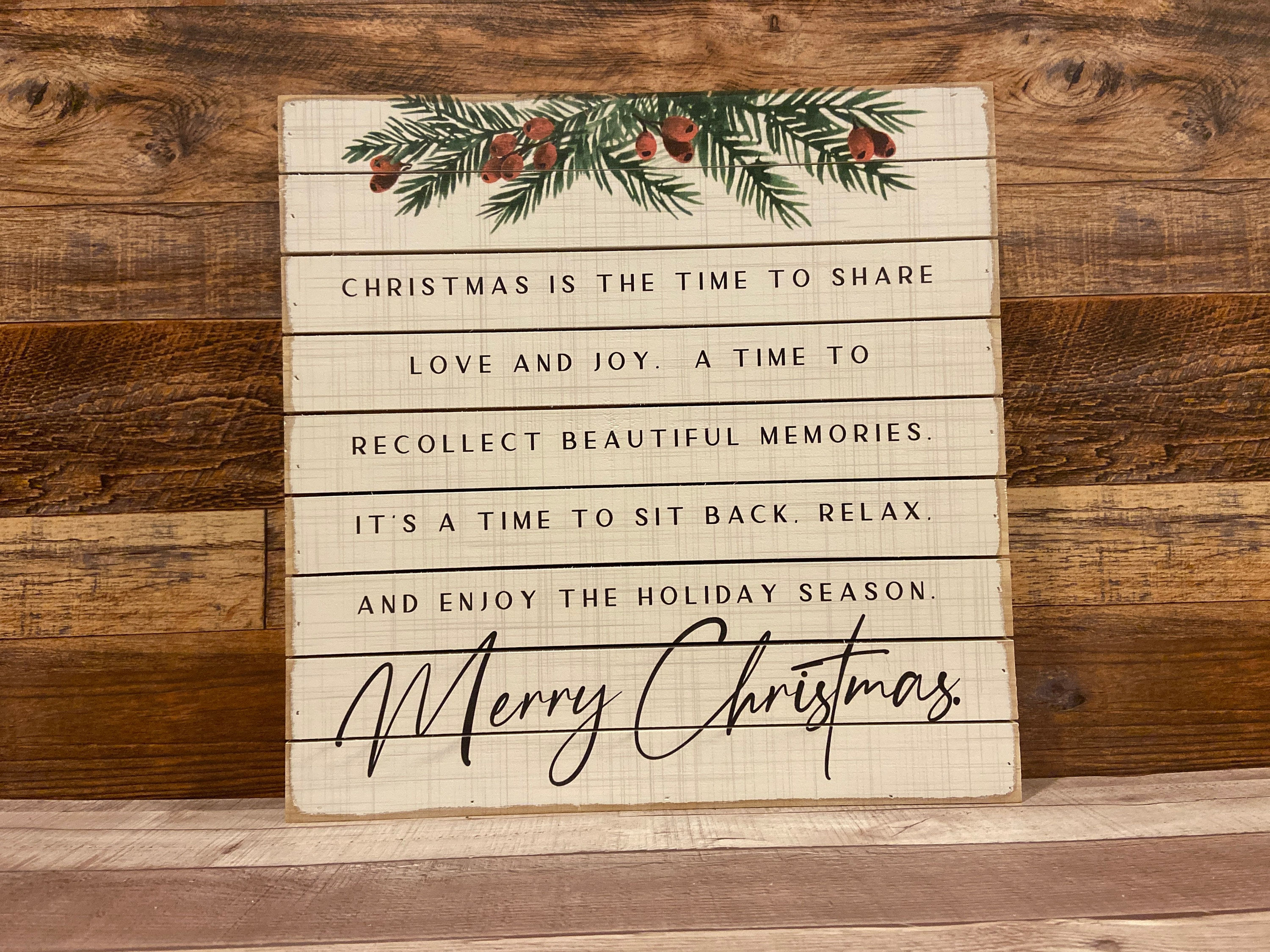 Farmhouse Wood Christmas Quote Sign, Shiplap Holiday Decor, Share Love and Joy