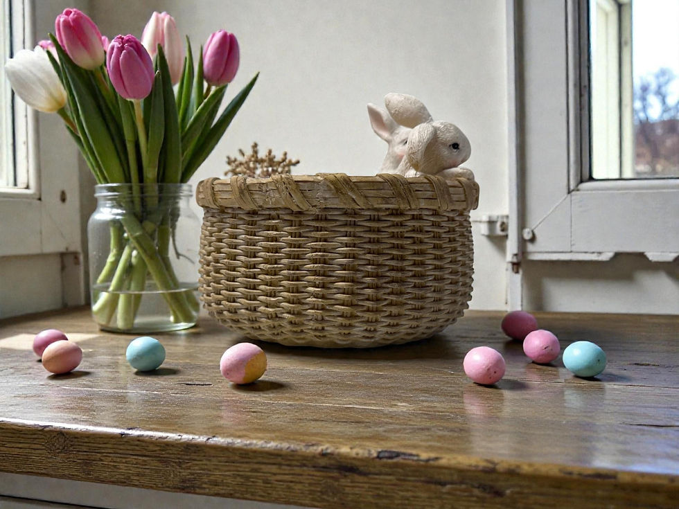 Thumbnail: Resin Basket with Bunnies | Easter Centerpiece Decor | Farmhouse Spring Display