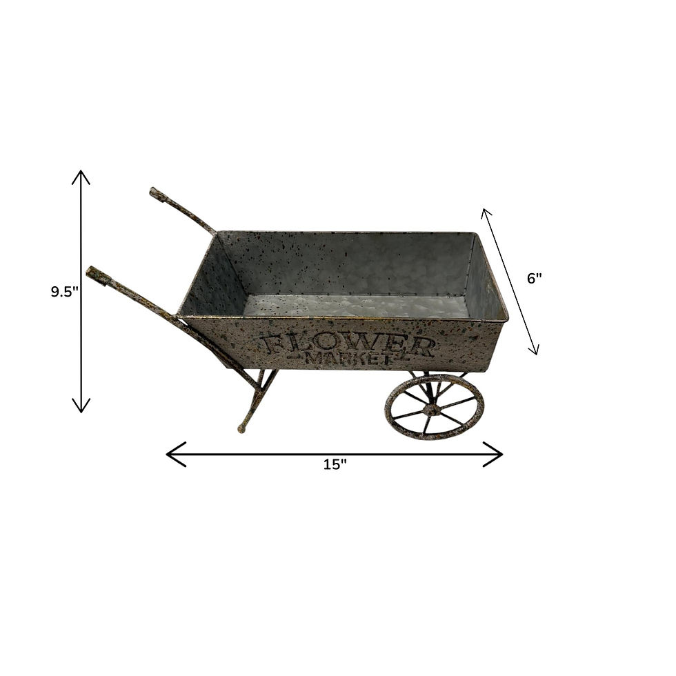 Thumbnail: Flower Market Metal Wheelbarrow Planter | Rustic Tabletop Decor