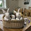 Thumbnail: Rectangular Resin Basket with Bunnies | Easter Centerpiece Decor