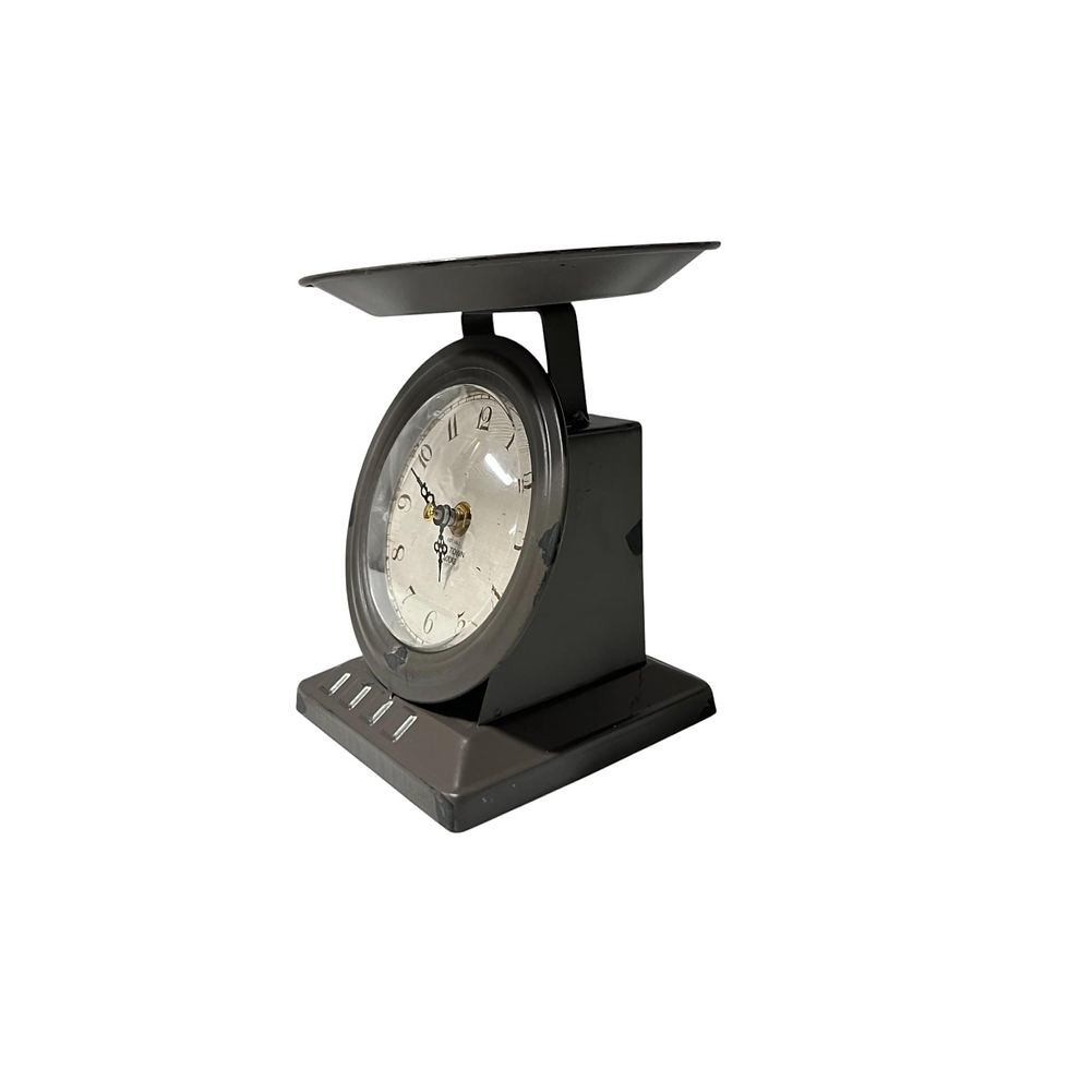 Thumbnail: Vintage Style Kitchen Scale Tabletop Clock - Dark Gray Farmhouse Timepiece