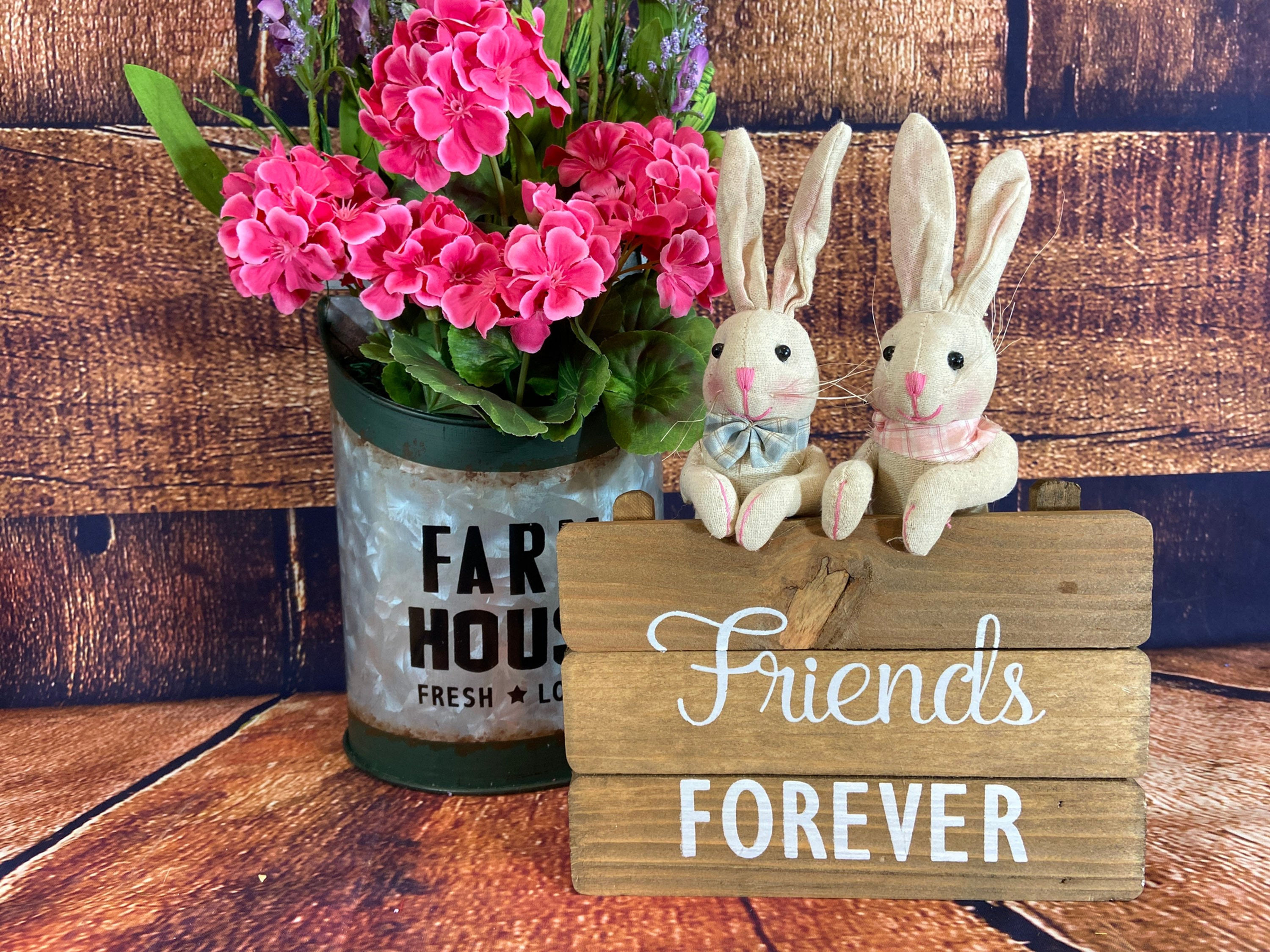 Friends Forever Bunny Sign, Farmhouse Spring Decor, Easter Decoration
