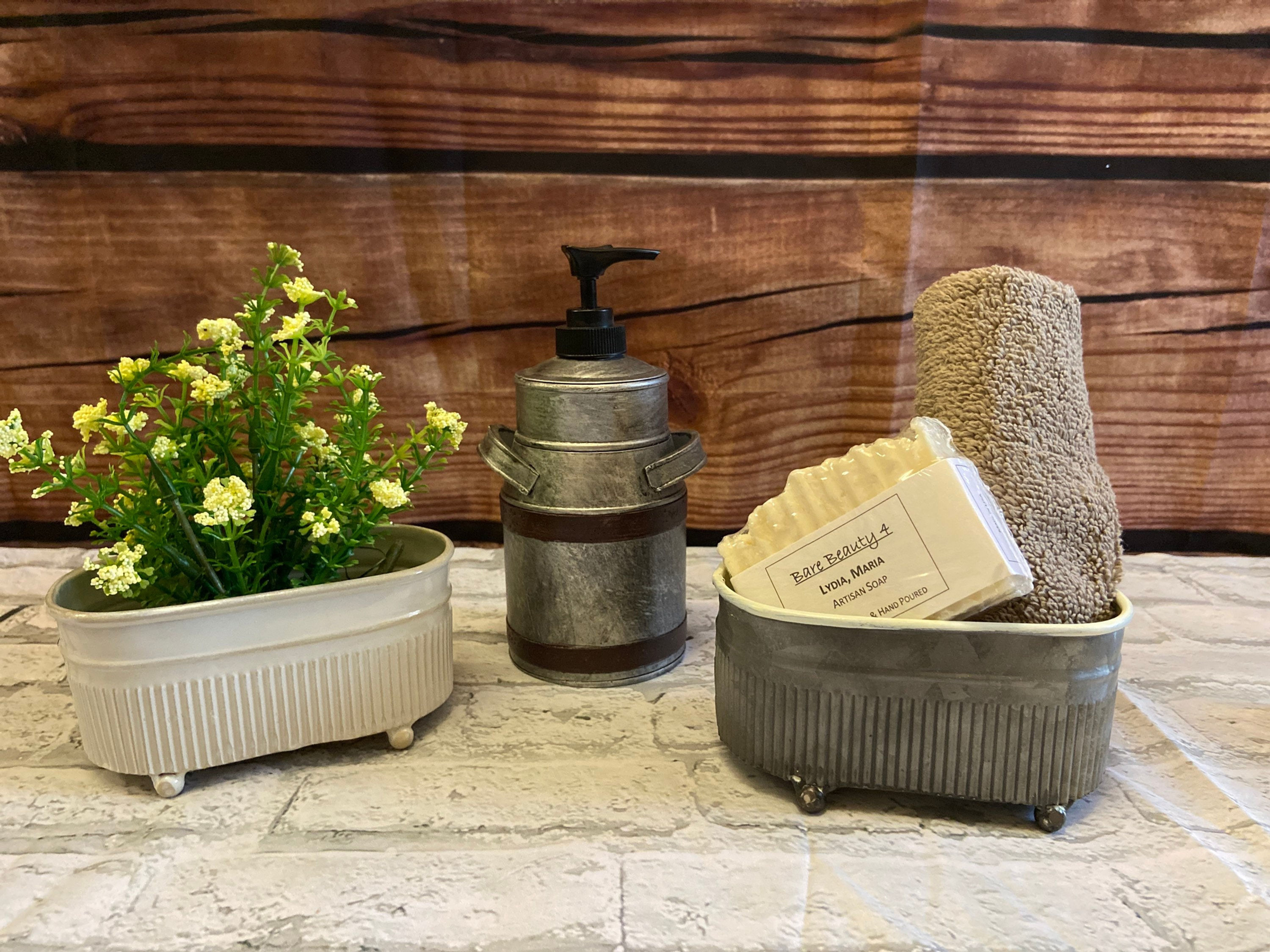 Small Mini Trough Farmhouse Planter - Farmhouse Bathroom-Kitchen Decor-Soap Dish